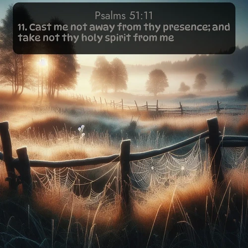 citation biblique : 11. Cast me not away from thy presence; and take not thy holy spirit from me.
 sur fond image nature