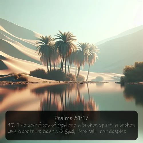 citation biblique : 17. The sacrifices of God are a broken spirit: a broken and a contrite heart, O God, thou wilt not despise.
 sur fond image nature
