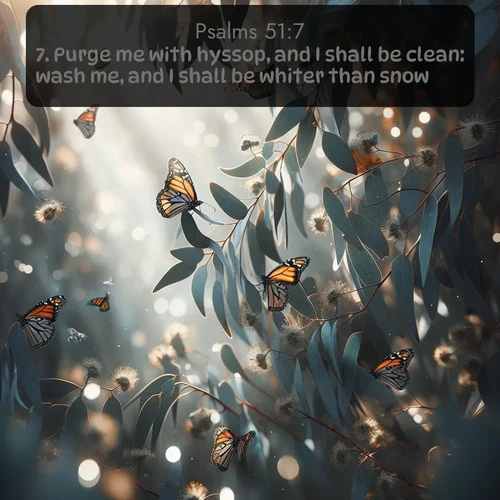 citation biblique : 7. Purge me with hyssop, and I shall be clean: wash me, and I shall be whiter than snow.
 sur fond image nature