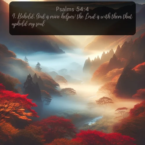 citation biblique : 4. Behold, God is mine helper: the Lord is with them that uphold my soul.
 sur fond image nature