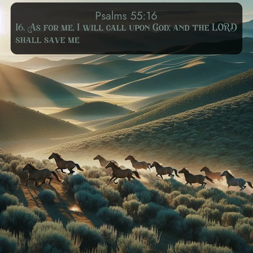 citation biblique : 16. As for me, I will call upon God; and the LORD shall save me.
 sur fond image nature