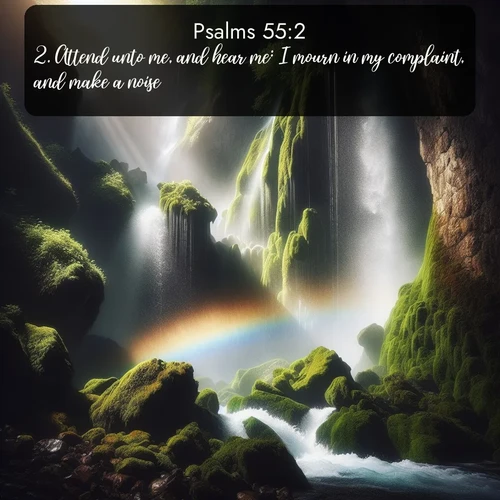 citation biblique : 2. Attend unto me, and hear me: I mourn in my complaint, and make a noise;
 sur fond image nature