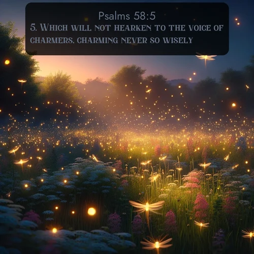 citation biblique : 5. Which will not hearken to the voice of charmers, charming never so wisely.
 sur fond image nature