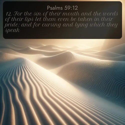 citation biblique : 12. For the sin of their mouth and the words of their lips let them even be taken in their pride: and for cursing and lying which they speak.
 sur fond image nature