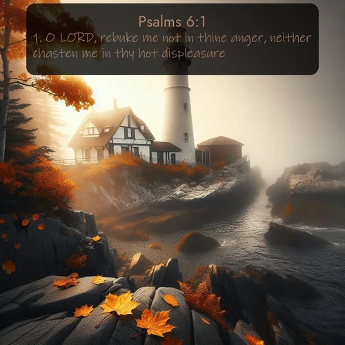 citation biblique : 1. O LORD, rebuke me not in thine anger, neither chasten me in thy hot displeasure.
 sur fond image nature