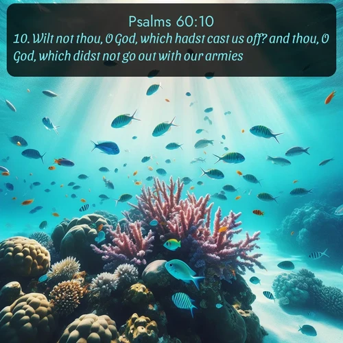citation biblique : 10. Wilt not thou, O God, which hadst cast us off? and thou, O God, which didst not go out with our armies?
 sur fond image nature