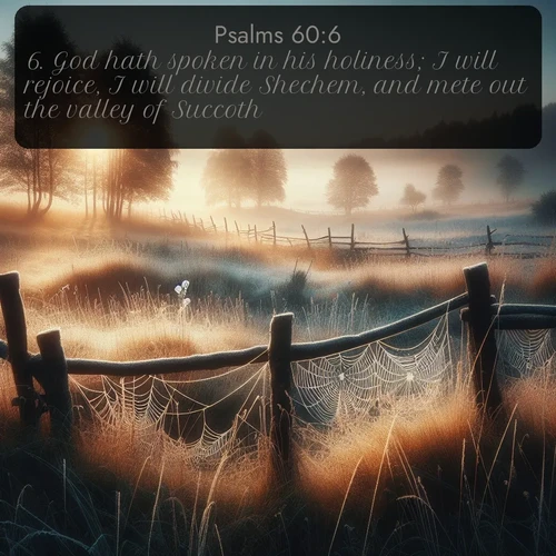 citation biblique : 6. God hath spoken in his holiness; I will rejoice, I will divide Shechem, and mete out the valley of Succoth.
 sur fond image nature