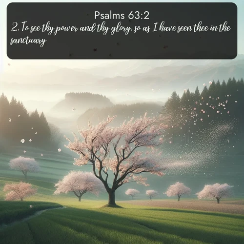 citation biblique : 2. To see thy power and thy glory, so as I have seen thee in the sanctuary.
 sur fond image nature