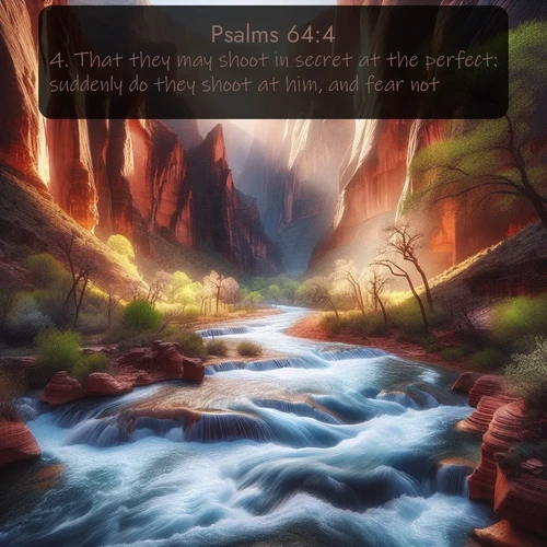 citation biblique : 4. That they may shoot in secret at the perfect: suddenly do they shoot at him, and fear not.
 sur fond image nature
