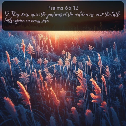 citation biblique : 12. They drop upon the pastures of the wilderness: and the little hills rejoice on every side.
 sur fond image nature
