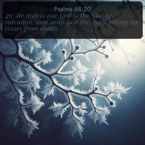 citation biblique : 20. He that is our God is the God of salvation; and unto God the Lord belong the issues from death.
 sur fond image nature