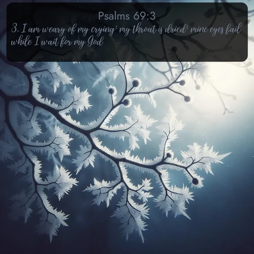 citation biblique : 3. I am weary of my crying: my throat is dried: mine eyes fail while I wait for my God.
 sur fond image nature