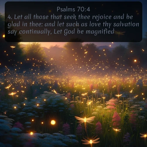 citation biblique : 4. Let all those that seek thee rejoice and be glad in thee: and let such as love thy salvation say continually, Let God be magnified.
 sur fond image nature