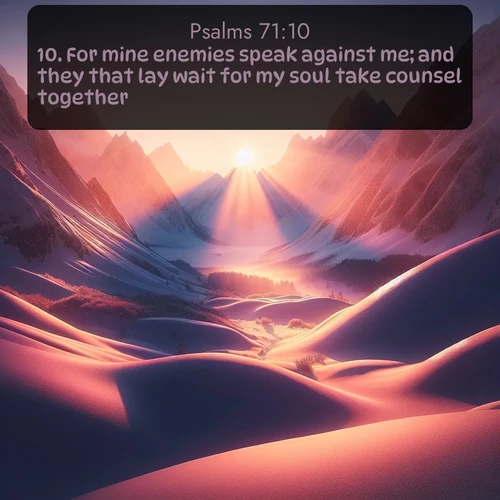citation biblique : 10. For mine enemies speak against me; and they that lay wait for my soul take counsel together,
 sur fond image nature