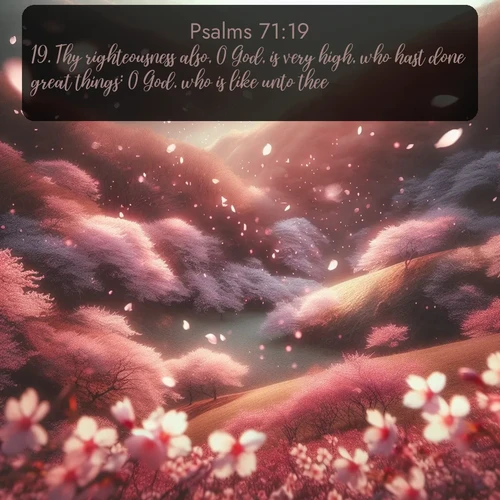 citation biblique : 19. Thy righteousness also, O God, is very high, who hast done great things: O God, who is like unto thee!
 sur fond image nature