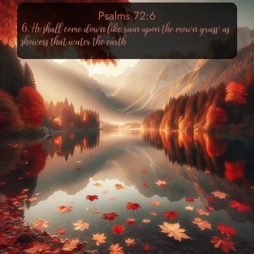 citation biblique : 6. He shall come down like rain upon the mown grass: as showers that water the earth.
 sur fond image nature