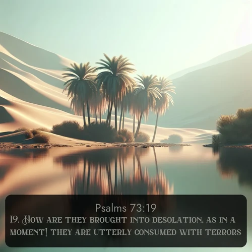 citation biblique : 19. How are they brought into desolation, as in a moment! they are utterly consumed with terrors.
 sur fond image nature