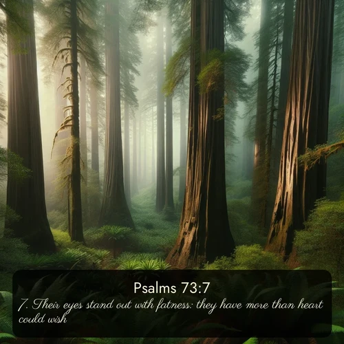 citation biblique : 7. Their eyes stand out with fatness: they have more than heart could wish.
 sur fond image nature