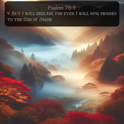 citation biblique : 9. But I will declare for ever; I will sing praises to the God of Jacob.
 sur fond image nature