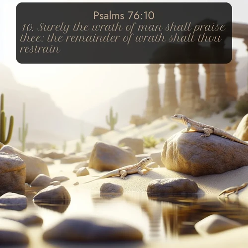 citation biblique : 10. Surely the wrath of man shall praise thee: the remainder of wrath shalt thou restrain.
 sur fond image nature