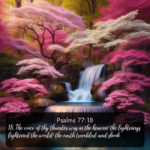 citation biblique : 18. The voice of thy thunder was in the heaven: the lightnings lightened the world: the earth trembled and shook.
 sur fond image nature