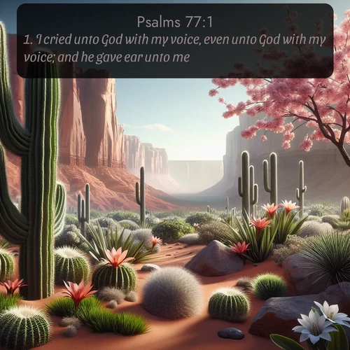 citation biblique : 1. I cried unto God with my voice, even unto God with my voice; and he gave ear unto me.
 sur fond image nature