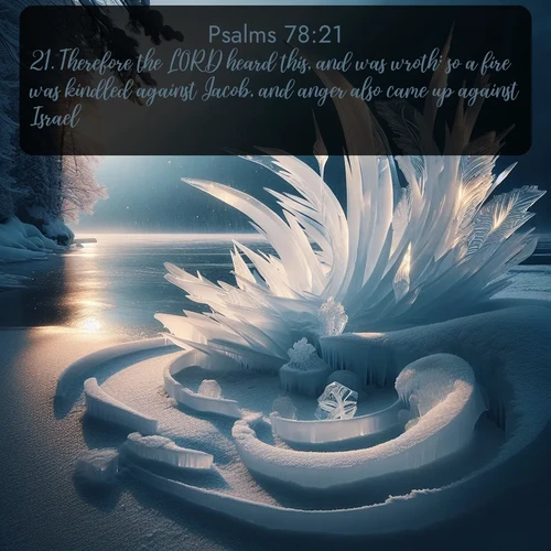 citation biblique : 21. Therefore the LORD heard this, and was wroth: so a fire was kindled against Jacob, and anger also came up against Israel;
 sur fond image nature