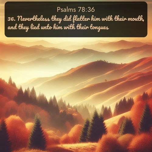 citation biblique : 36. Nevertheless they did flatter him with their mouth, and they lied unto him with their tongues.
 sur fond image nature