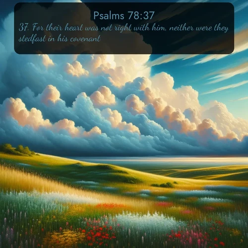 citation biblique : 37. For their heart was not right with him, neither were they stedfast in his covenant.
 sur fond image nature