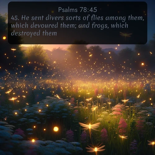citation biblique : 45. He sent divers sorts of flies among them, which devoured them; and frogs, which destroyed them.
 sur fond image nature