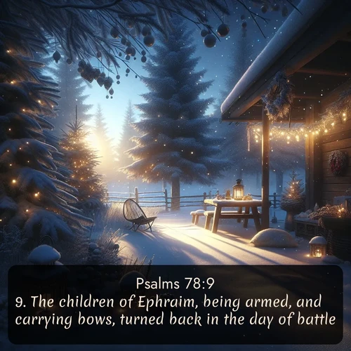 citation biblique : 9. The children of Ephraim, being armed, and carrying bows, turned back in the day of battle.
 sur fond image nature