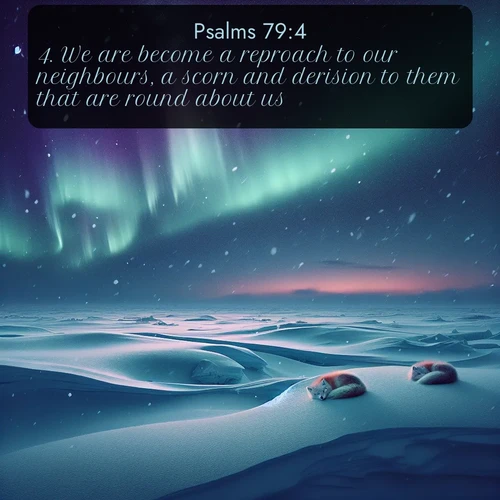citation biblique : 4. We are become a reproach to our neighbours, a scorn and derision to them that are round about us.
 sur fond image nature