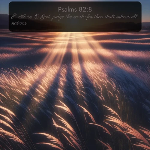 citation biblique : 8. Arise, O God, judge the earth: for thou shalt inherit all nations.
 sur fond image nature