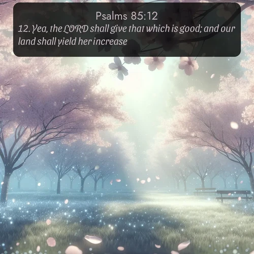 citation biblique : 12. Yea, the LORD shall give that which is good; and our land shall yield her increase.
 sur fond image nature