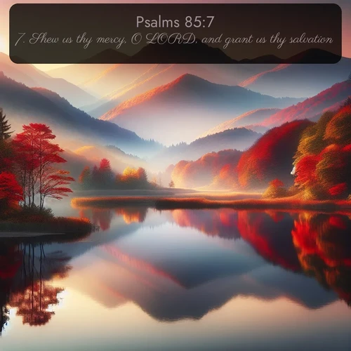 citation biblique : 7. Shew us thy mercy, O LORD, and grant us thy salvation.
 sur fond image nature