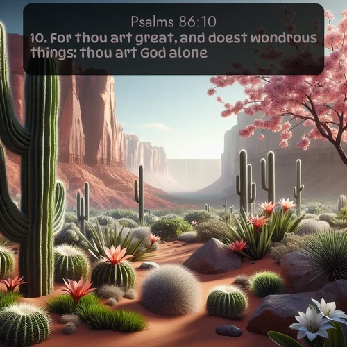 citation biblique : 10. For thou art great, and doest wondrous things: thou art God alone.
 sur fond image nature