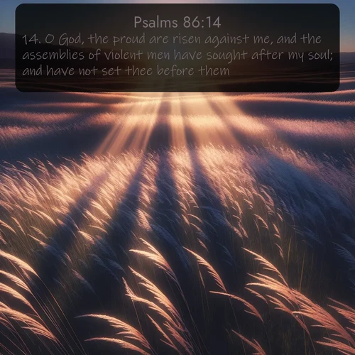 citation biblique : 14. O God, the proud are risen against me, and the assemblies of violent men have sought after my soul; and have not set thee before them.
 sur fond image nature
