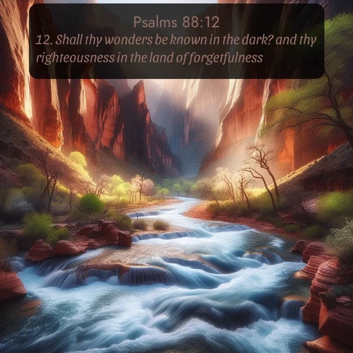 citation biblique : 12. Shall thy wonders be known in the dark? and thy righteousness in the land of forgetfulness?
 sur fond image nature