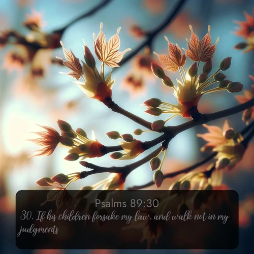 citation biblique : 30. If his children forsake my law, and walk not in my judgments;
 sur fond image nature
