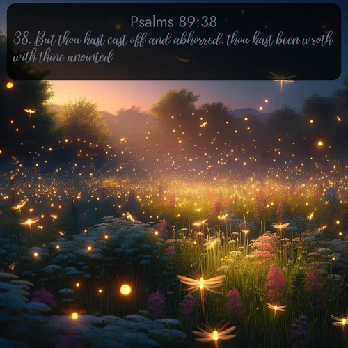 citation biblique : 38. But thou hast cast off and abhorred, thou hast been wroth with thine anointed.
 sur fond image nature