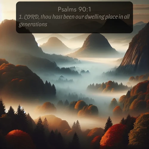 citation biblique : 1. LORD, thou hast been our dwelling place in all generations.
 sur fond image nature