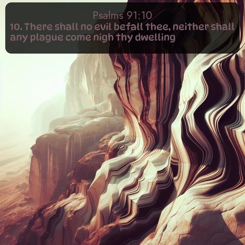 citation biblique : 10. There shall no evil befall thee, neither shall any plague come nigh thy dwelling.
 sur fond image nature