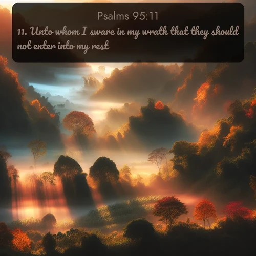 citation biblique : 11. Unto whom I sware in my wrath that they should not enter into my rest.
 sur fond image nature