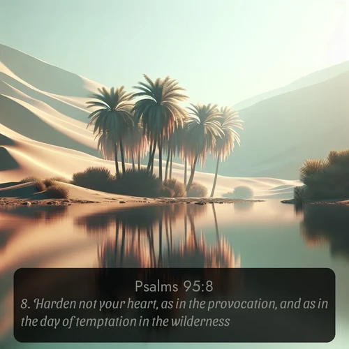 citation biblique : 8. Harden not your heart, as in the provocation, and as in the day of temptation in the wilderness:
 sur fond image nature
