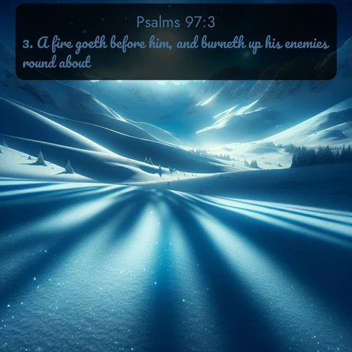 citation biblique : 3. A fire goeth before him, and burneth up his enemies round about.
 sur fond image nature