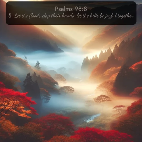 citation biblique : 8. Let the floods clap their hands: let the hills be joyful together
 sur fond image nature