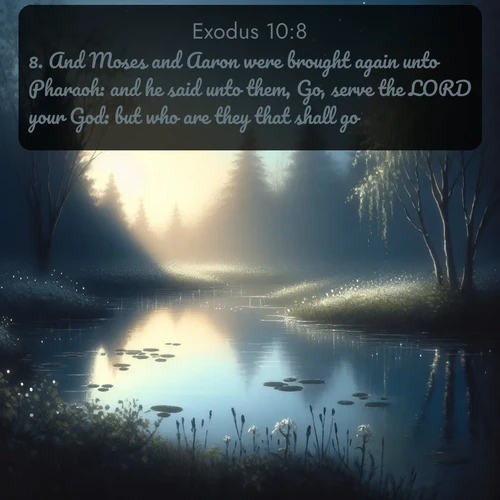 citation biblique : 8. And Moses and Aaron were brought again unto Pharaoh: and he said unto them, Go, serve the LORD your God: but who are they that shall go?
 sur fond image nature