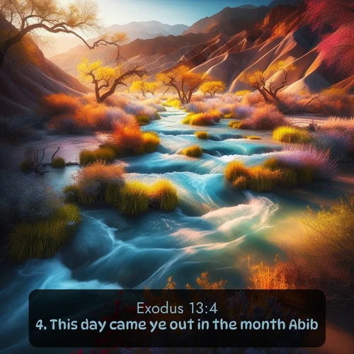 citation biblique : 4. This day came ye out in the month Abib.
 sur fond image nature