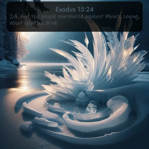 citation biblique : 24. And the people murmured against Moses, saying, What shall we drink?
 sur fond image nature