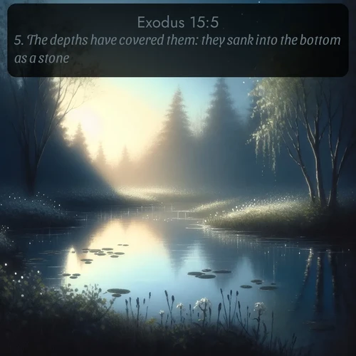citation biblique : 5. The depths have covered them: they sank into the bottom as a stone.
 sur fond image nature